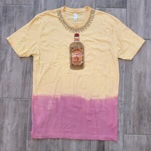 Fireball Whiskey T-Shirt Custom Handmade Rhinestone Collar Sequin Beaded Size L
